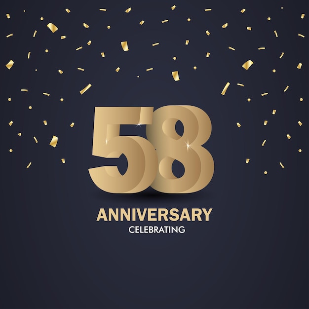 Anniversary 58 gold 3d numbers Poster template for Celebrating anniversary event party