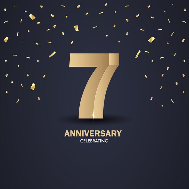 anniversary 7 gold 3d numbers poster template for celebrating anniversary event party