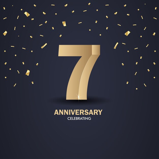 Anniversary 7 gold 3d numbers Poster template for Celebrating anniversary event party