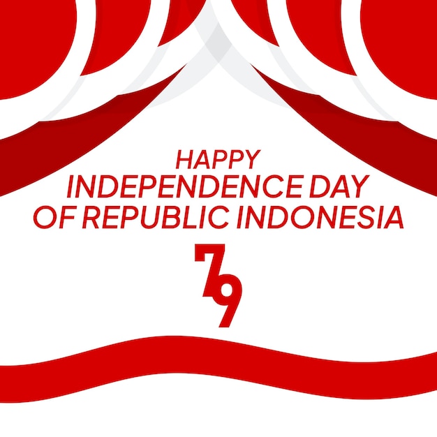 anniversary 79th of republic of indonesia independence day background with red white ribbon design