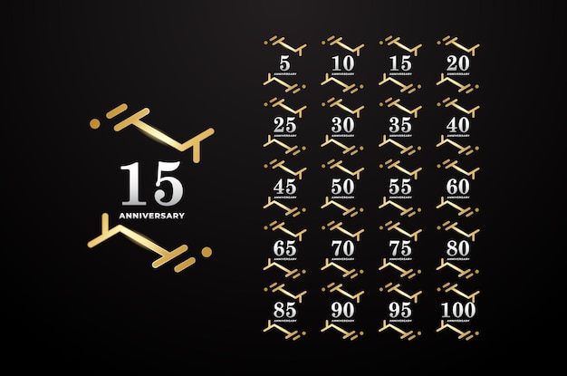 Vector anniversary badge gradient set number background for celebration