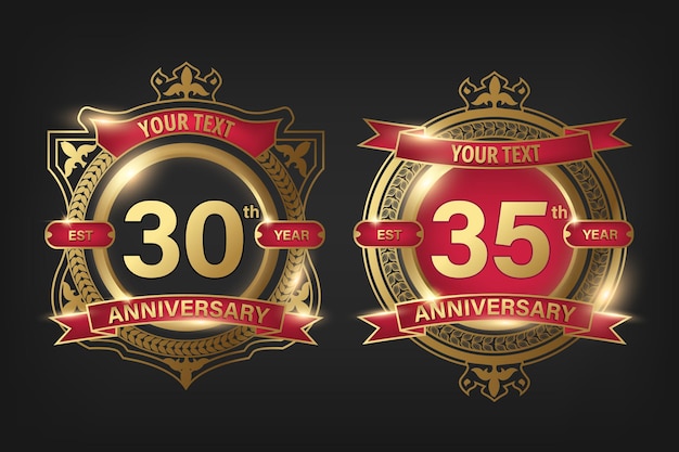 Modello di badge anniversario con 30° e 35°