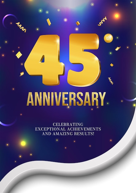 Design del poster del volantino per la celebrazione dell'anniversario 45 anni
