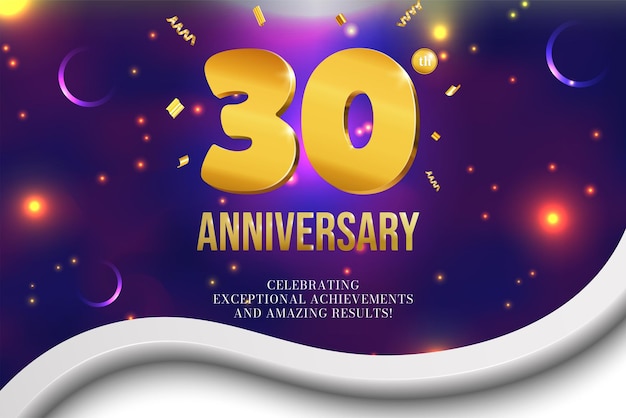 Anniversary celebration golden numbers cover design glowing festive background