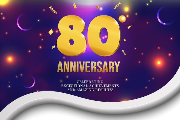 Anniversary celebration golden numbers cover design glowing festive background