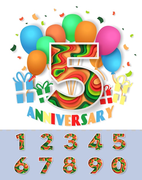 Anniversary celebration invitation greeting card vector template