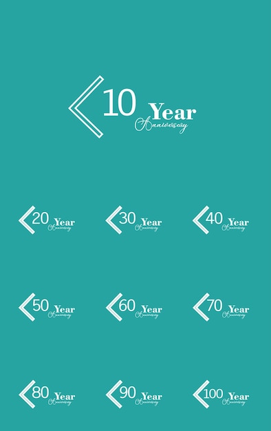 Anniversary celebration set blue color vector template design illustration