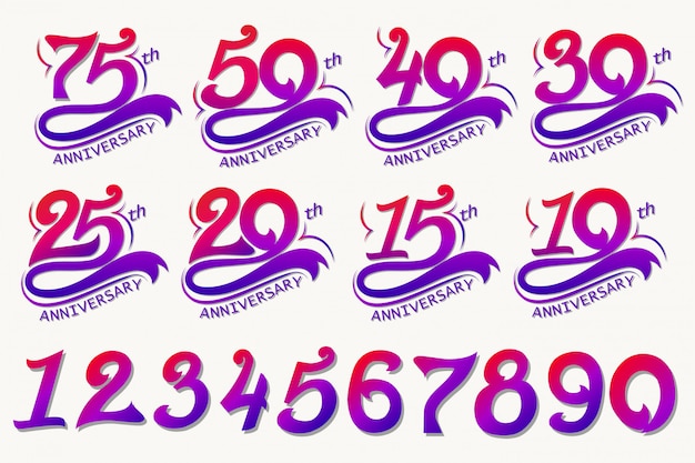 Anniversary design, 75th years template celebrazione sign.