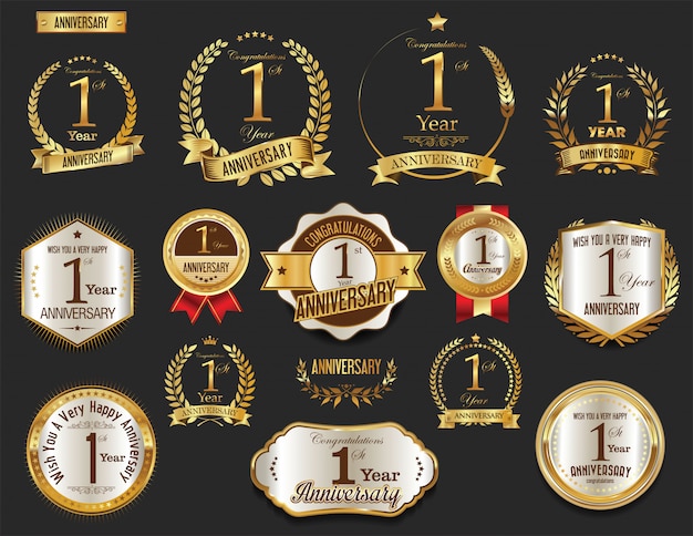 Vector anniversary golden labels collection