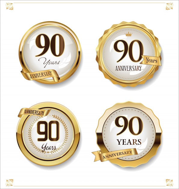 Anniversary golden labels retro vintage design collection