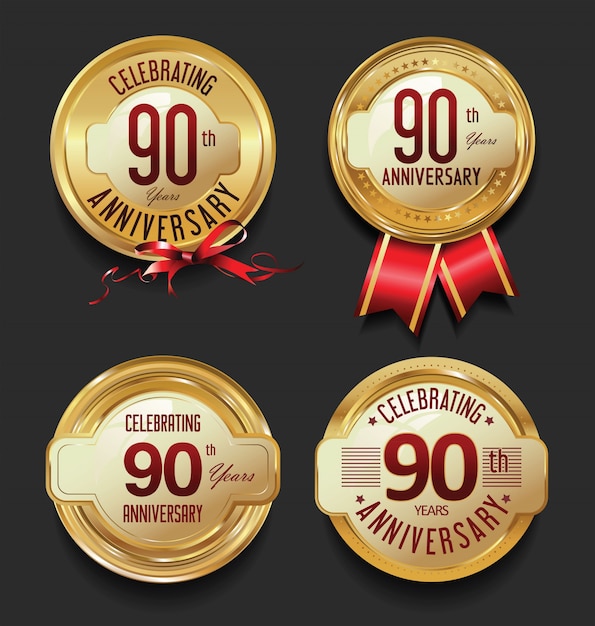 Anniversary golden retro vintage labels