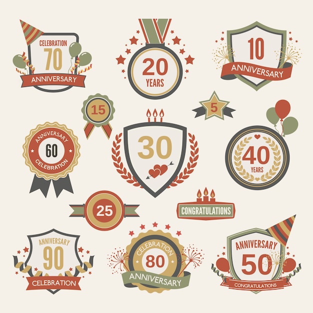 Vector anniversary label set