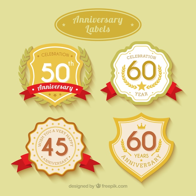 Vector anniversary labels pack