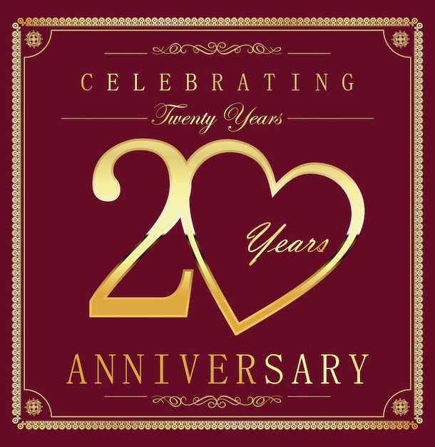 Vector anniversary retro vintage background 20 years