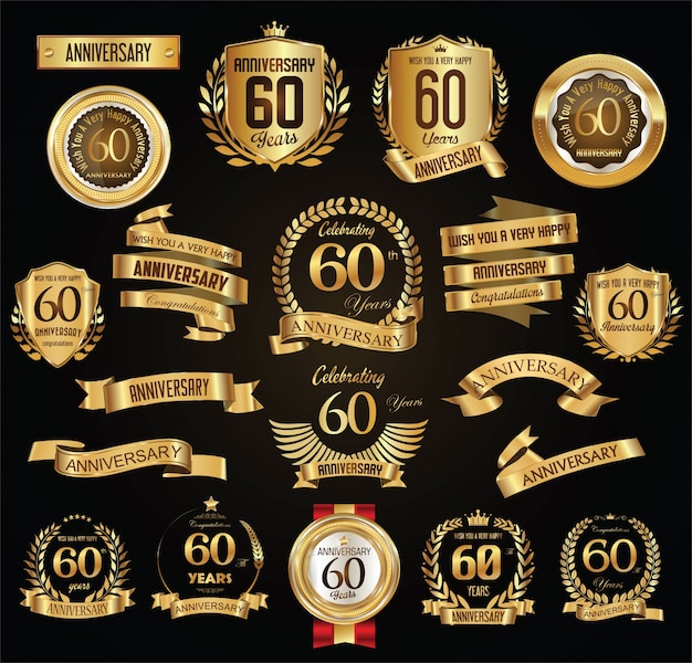 Anniversary retro vintage badges and labels