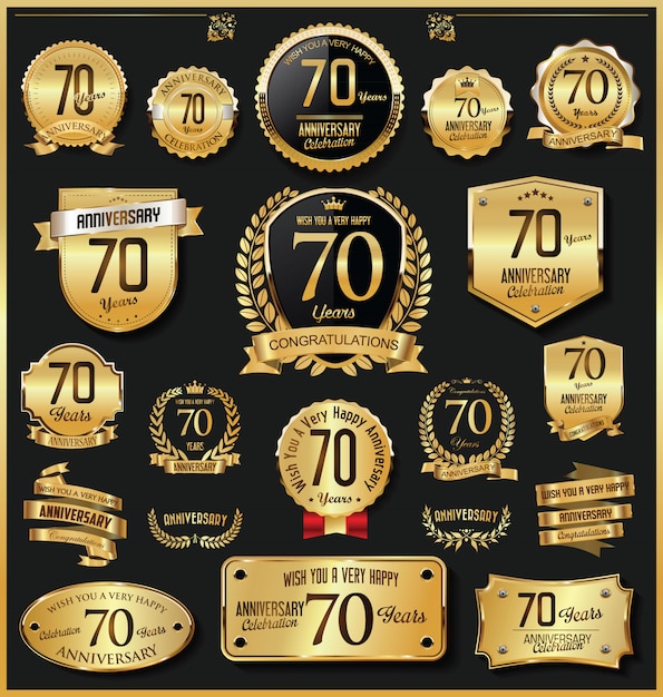 Vector anniversary retro vintage golden badges and labels vector