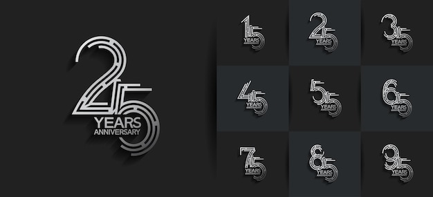 Anniversary set logo style with silver color