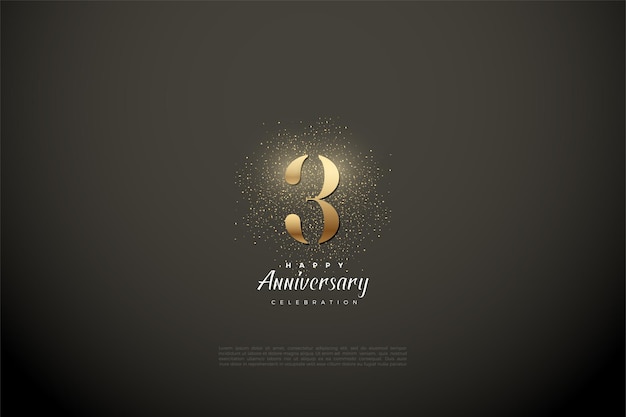 Anniversary with gold numerals and glitter on a vignette background