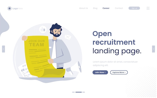 Annuncio per entrare a far parte del nostro team illustrazione sul banner web