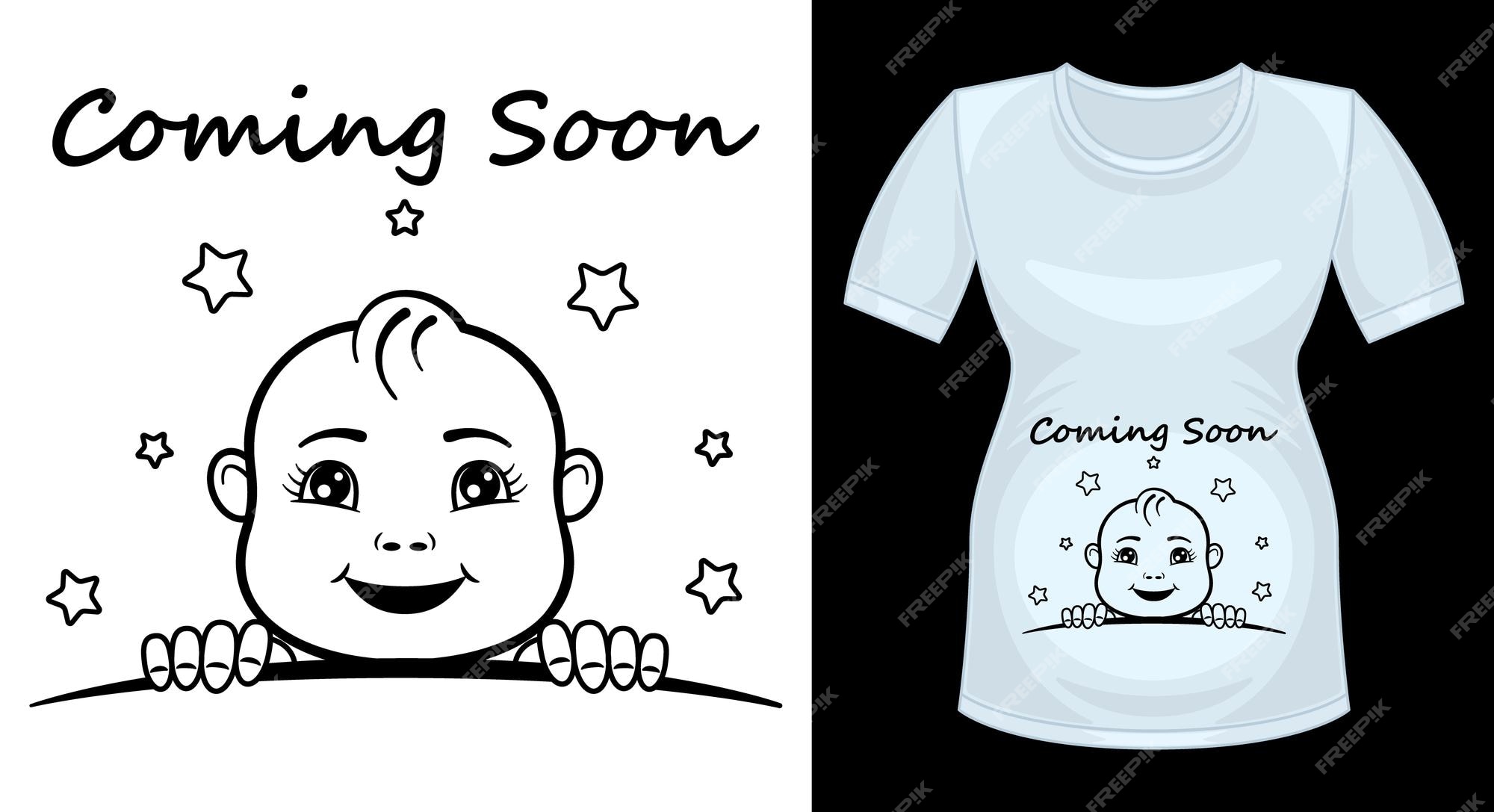 Premium Vector  Announcement pregnancy baby looks out outline print shirt
