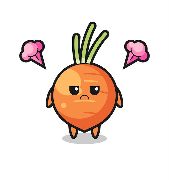 Espressione infastidita del simpatico personaggio dei cartoni animati di carota, design in stile carino per maglietta, adesivo, elemento logo