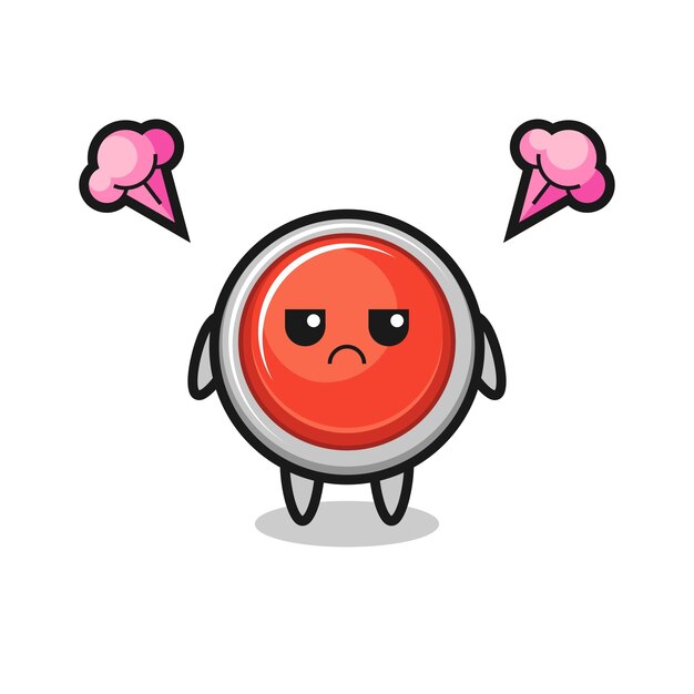 Annoyed expression of the cute emergency panic button cartoon character cute design