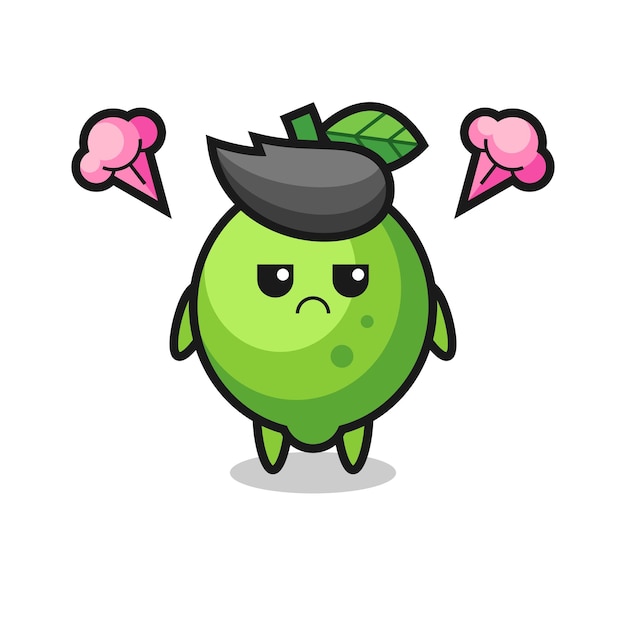 Annoyed expression of the cute lime cartoon character , cute style design for t shirt, sticker, logo element