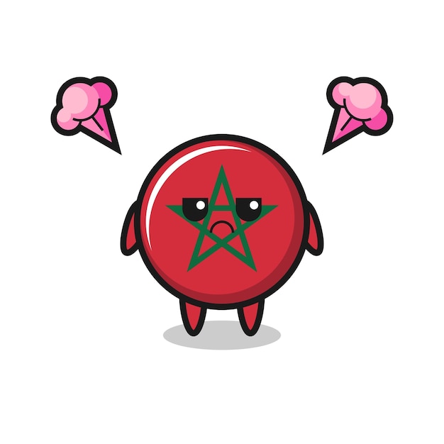 Annoyed expression of the cute morocco flag cartoon character