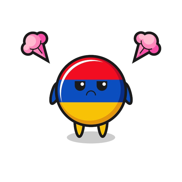 귀여운 아르메니아 국기 만화 캐릭터의 짜증난 표정