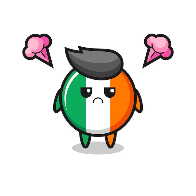 Раздраженное выражение милого персонажа из мультфильма ирландского флага, милый стильный дизайн для футболки, стикер, элемент логотипа