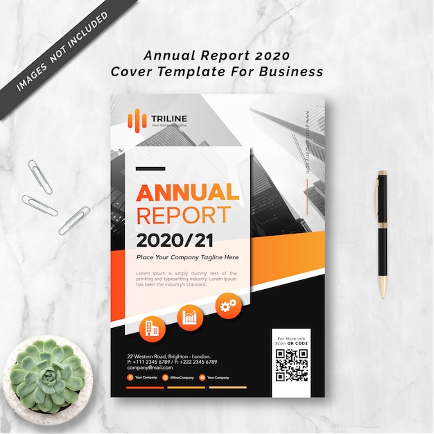 Vector annual report 2020 cover template for business