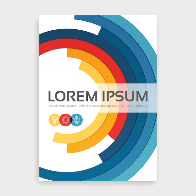 Annual report brochure  cover with multicolored semirings.