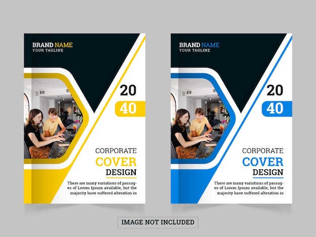 Annual report corporate book cover design template in a4