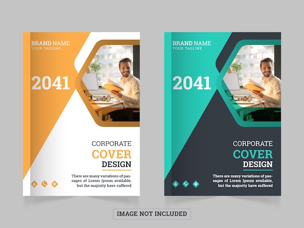 Annual report corporate book cover design template in a4