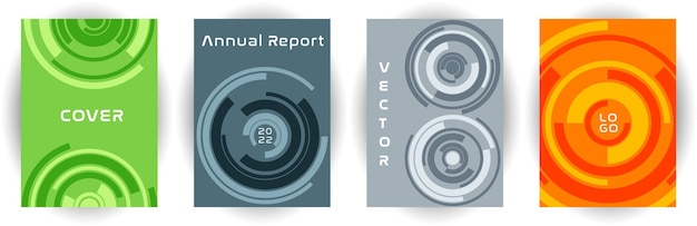 Annual report cover page layout vector collection with aim goal