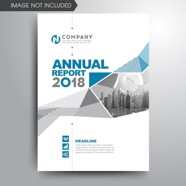 Annual report cover template blue gray geometric shapes
