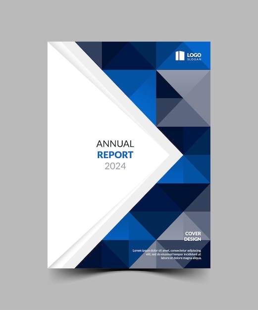 Annual report cover template design with polygonal shapes