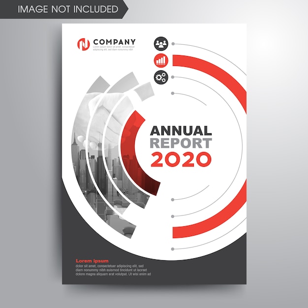 Annual report cover template red gray circle shapes