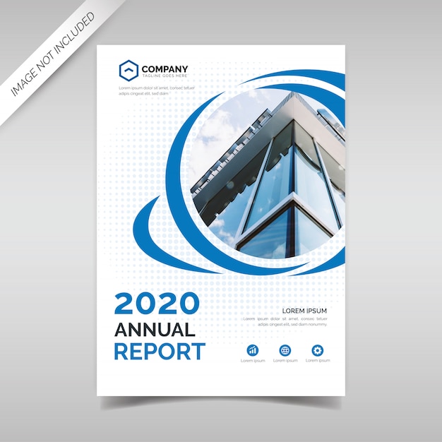 Annual report cover template with blue circles