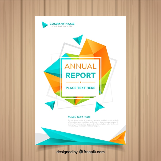 Annual report cover with geometric shapes