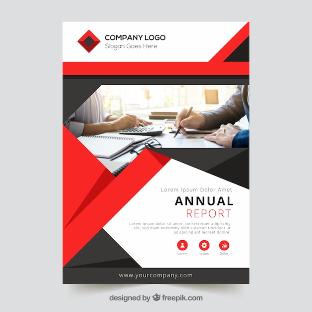 Vector annual report design with photo