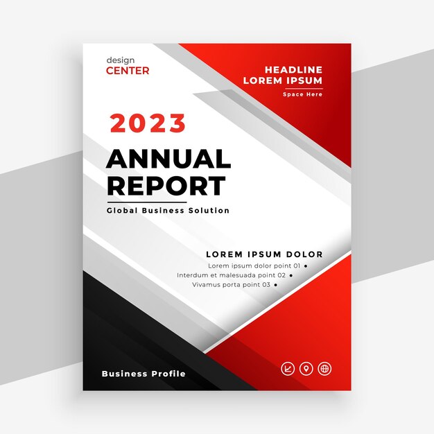 Vector annual report modern red flyer design template