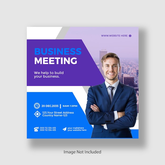 Annual summit business marketing conference meeting social media post template design