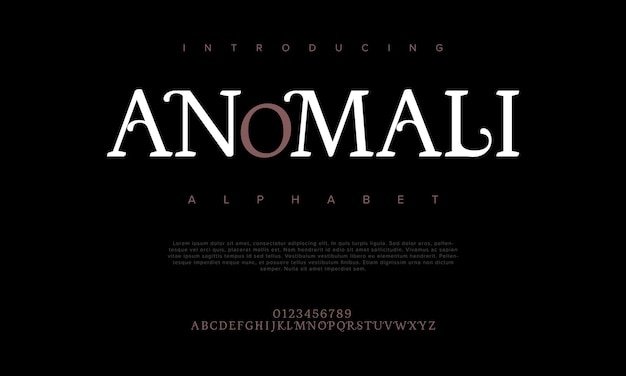 Anomali premium lusso elegante alfabeto lettere e numeri elegante tipografia da matrimonio serif classico