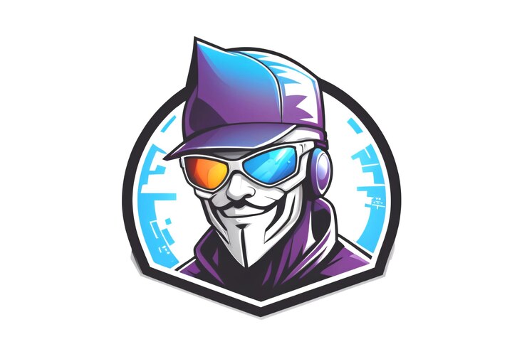 Vector anoniem hacker cyberpunk logo ontwerp