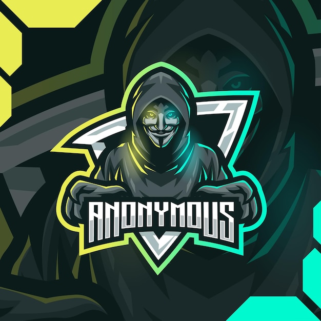 Anoniem mascotte-logo esport-ontwerp premium vector