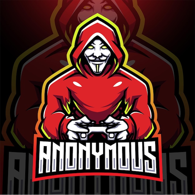 Anonieme gamer esport mascotte logo ontwerp