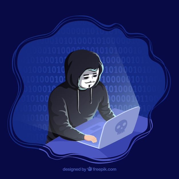 Anonieme hacker concept met platte ontwerp