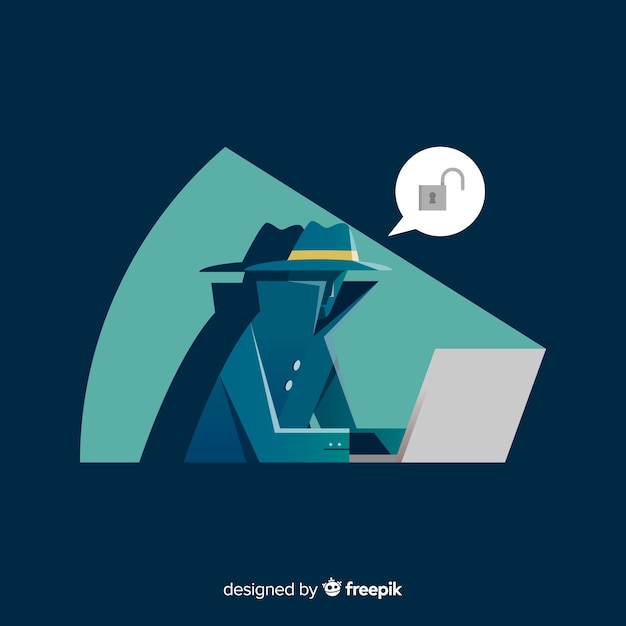 Anonieme hacker met plat ontwerp