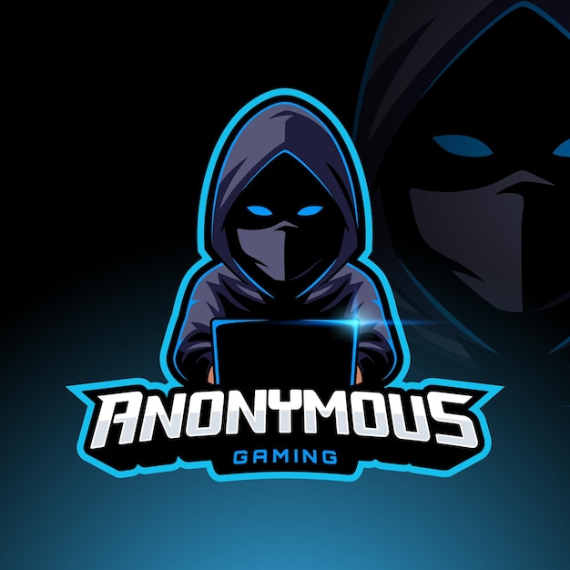 anonymous dark masked man esport vector logo design